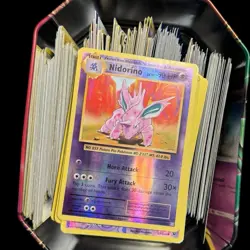 Huge Lot of Pokemon Cards in Machamp Tin! Bulk Cards + Nidorino Holo - Image 4