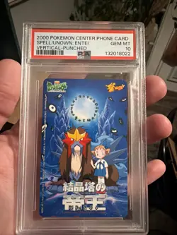 Pokemon Japanese Spell of the Unown Entei Vertical PSA 10 GEM MINT Phone Card - Image 1