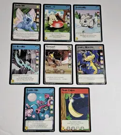 Neopets TCG Card Lot Of 8 Yellow Cards Warf Snowbunny Faerie Uni Ice Scimitar + - Image 1