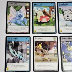 Neopets TCG Card Lot Of 8 Yellow Cards Warf Snowbunny Faerie Uni Ice Scimitar + - Image 2