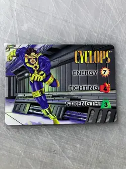 Marvel OverPower Card Game Cyclops Character Card Energy 7 Fighting 4 Strength 3 - Image 1
