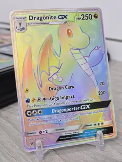 Pokemon Card TCG Dragonite GX SM156 Black Star Promo 2018 Rainbow Holo Rare NM - Image 1
