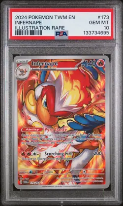 2024 Pokemon TWM EN INFERNAPE ILLUSTRATION RARE GEM MT PSA 10 #173 - Image 1