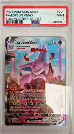 2021 Pokemon Fusion Strike SWSH08 Espeon Vmax #270/264 PSA 9 English Alt Art - Image 1