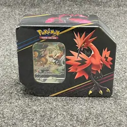 Pokemon TCG Crown Zenith Galarian Zapdos Tin Set 5 Packs, Sealed Tin is Worn - Image 1