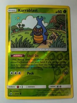 Karrablast 7/111 SM Crimson Invasion Reverse Pokemon Holo Foil Nice! - Image 1