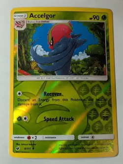 Accelgor 9/111 SM Crimson Invasion Reverse Pokemon Holo Foil Nice! - Image 1