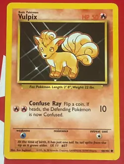 1999 Vulpix (HP 50 Error Misprint) - Pokemon Base Set 68/102 Original Owner PSA - Image 1