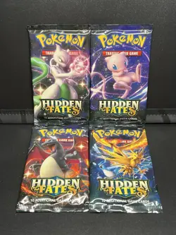Pokemon Sun & Moon Hidden Fates Factory Sealed Booster Packs Art Set - Image 1