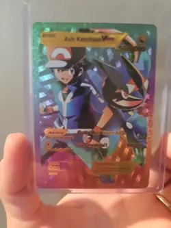 Ash Ketchum Vmax Rainbow Foil Fan Art Vinyl Collector Pokemon 2 - Image 1