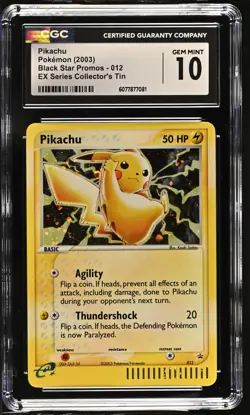 CGC 10 GEM MINT Pikachu 2003 Black Star Promos 012 Holo SWIRL Pokemon Card - Image 1