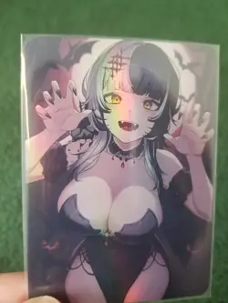 FANTASY HALLOWEEN BAT GIRL RAINBOW FOIL WAIFU ANIME CARD - Image 3