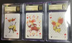 Set Of Three Pokemon Playing Cards-Braixen, Delphox, And Fennekin-All CGC 10 - Image 1
