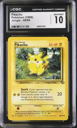 CGC 10 Pikachu 60/64 Jungle Pokemon Card - Image 1