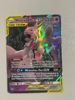 Pokemon 2019 SM Unified Minds Mewtwo Mew Tag Team GX Holo Card #71/236 - Image 1