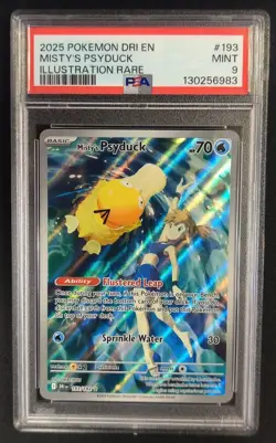 PSA 9 MINT Misty's Psyduck 193/182 DRI Illustration Rare Pokemon Graded Card - Image 1
