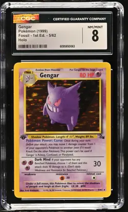 CGC 8 Gengar 1999 Fossil 1st Edition 5/62 Holo Pokemon Card - Image 1