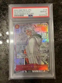 PSA 10 Silvers Rayleigh OP08-118 Manga Alt Art SEC Two Legends ONE PIECE Card JP - Image 1