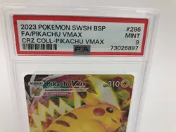 2023 POKEMON SWORD SHIELD Card PIKACHU V VMAX #286 CRZ COLLECTION grade PSA 9 - Image 3