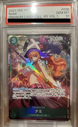 PSA 10 Gem Mint NAMI One Piece Japanese Premium Card Collection Vol.1 #036 - Image 1