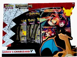 Sealed LANCE'S CHARIZARD V Celebrations Collection Box (4 Packs) Pokemon Cards - Image 1