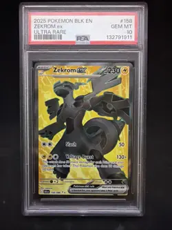 2025 POKEMON BLK EN-BLACK BOLT ULTRA RARE #158 ZEKROM EX PSA 10 - Image 1