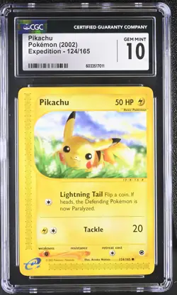 Pokemon CGC 10 Pikachu 124/165 2002 Expedition Gem Mint - Image 1