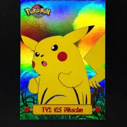 topps Pokemon TV Animation Edition Series 1 Rainbow Foil TV2 Pikachu Blue Logo - Image 1