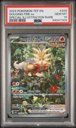 2024 POKEMON TEF EN-TEMPORAL FORCES #204 GOUGING FIRE EX PSA 10 - Image 1