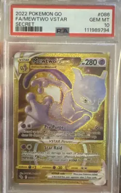 2022 Pokemon Go FA/Mewtwo VStar Secret 086/078 PSA 10 - Image 1