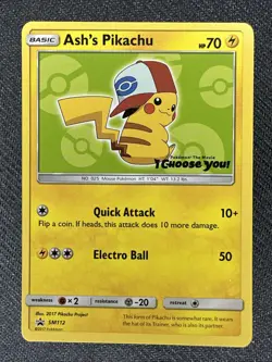 Ash's Pikachu - SM112 - Black Star Promo - Pokemon Card - NM - Image 1