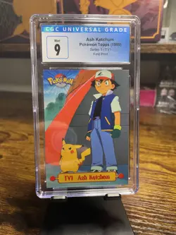 CGC 9 Ash Ketchum #TV1 1999 Vintage Topps Pokemon Card- SERIES 1-FIRST PRINT! - Image 1