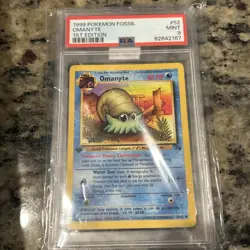 Pokemon Card Omanyte 52/62 1st Edition Fossil Set 1999 PSA 9 MINT - Image 1