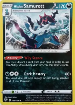 100/189 HISUIAN SAMUROTT | RARE | ASTRAL RADIANCE POKEMON CARD - Image 1