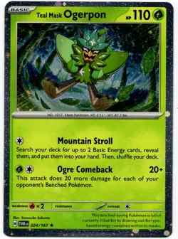 Pokemon - 3x Cosmos Holo Teal Mask Ogerpon 024/167 NM/M SWIRLS - Image 1