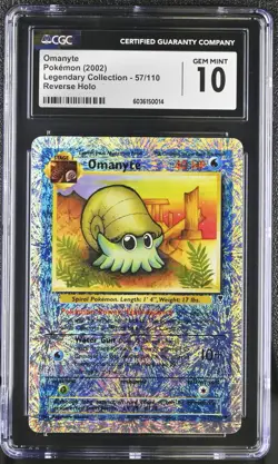Pokemon Omanyte 57/110 Reverse Holo Legendary Collection - CGC 10 - Image 1