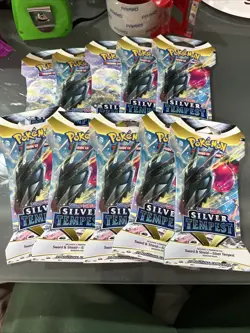 Lot of 10 Pokemon TCG Silver Tempest Factory Sealed Sleeved Booster Packs - Image 2