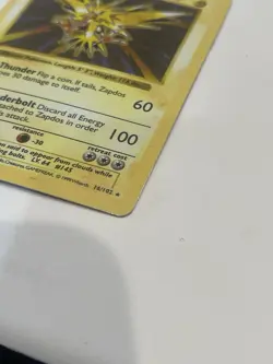 Pokemon TCG Zapdos Base Set 16/102 Holo Shadowless Holo Rare- MP - Image 2