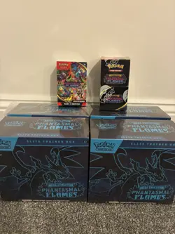 Pokemon TCG: Phantasmal Flames - 4x ETB, ETB, Half Booster Box and B Bundle - Image 1