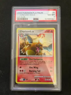 PSA 8 CHARIZARD 1/99 Arceus Platinum Holo Rare 2009 Pokemon Card NM-MT - Image 1