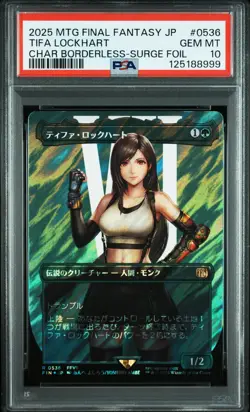 2025 MTG JPN FINAL FANTASY CHARACTER BORDERLESS-SURGE FOIL TIFA LOCKHART PSA 10 - Image 1