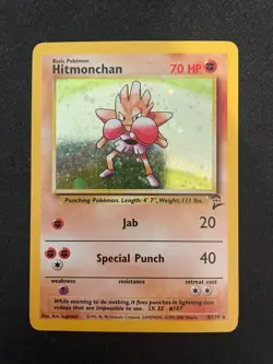 Hitmonchan 8/130 Base Set 2 Holo Rare Pokemon TCG - LP - Image 1