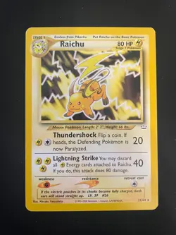 Raichu 21/64 Rare Neo Revelation Pokemon TCG - LP - Image 1