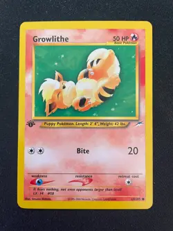 Growlithe 68/105 1st Edition Neo Destiny Pokemon TCG - NM - Image 1