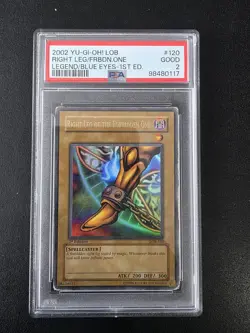 Right Leg of the Forbidden One Yugioh 2002 LOB 1st Legend Blue Eyes 120 PSA 2 - Image 1