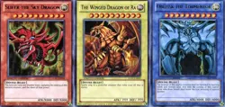 Legendary Collection Set of 3 Egyptian God Cards Slifer, Obelisk, Ra LC01 YuGiOh - Image 1