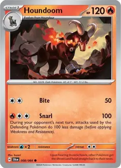 Houndoom 008/064 | Shrouded Fable | Common | Non Holo | NM Pokemon Card - Image 1