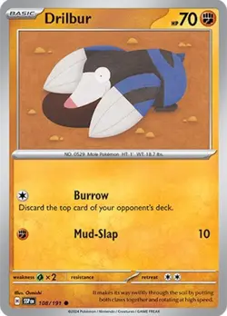 Drilbur 108/191 | Surging Sparks | Common | Non Holo | NM Pokemon Card - Image 1