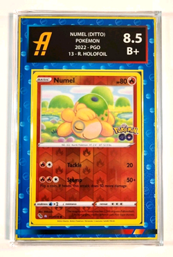 Pokemon Card Ditto (Numel) Unpeeled Pokemon Go Graded Ambr 8.5 Blue Pokeballs - Image 1