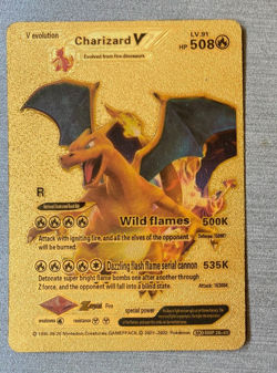 Charizard V Pokemon HP508 Gold Foil Textured Fan Art Card - Image 1